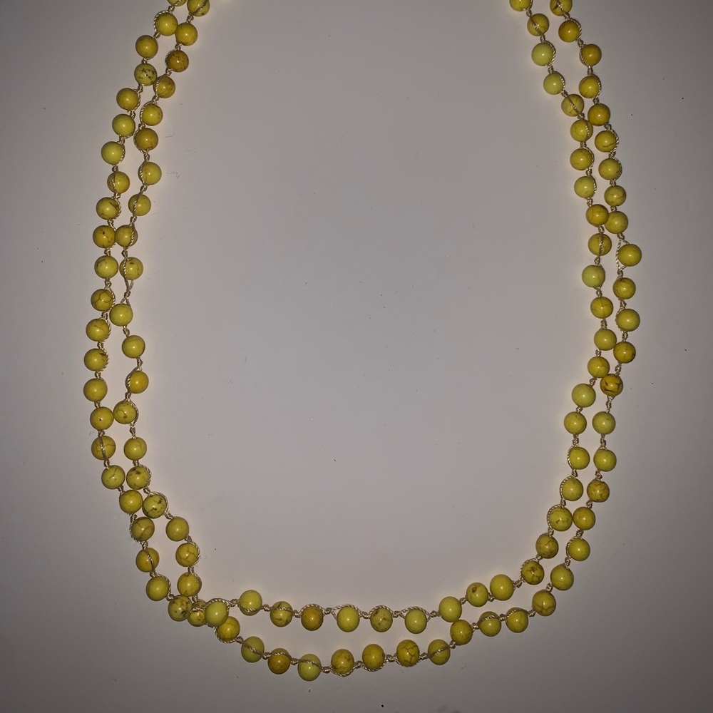 49.5 inch Yellow Bead Necklace or Wrap Bracelet
